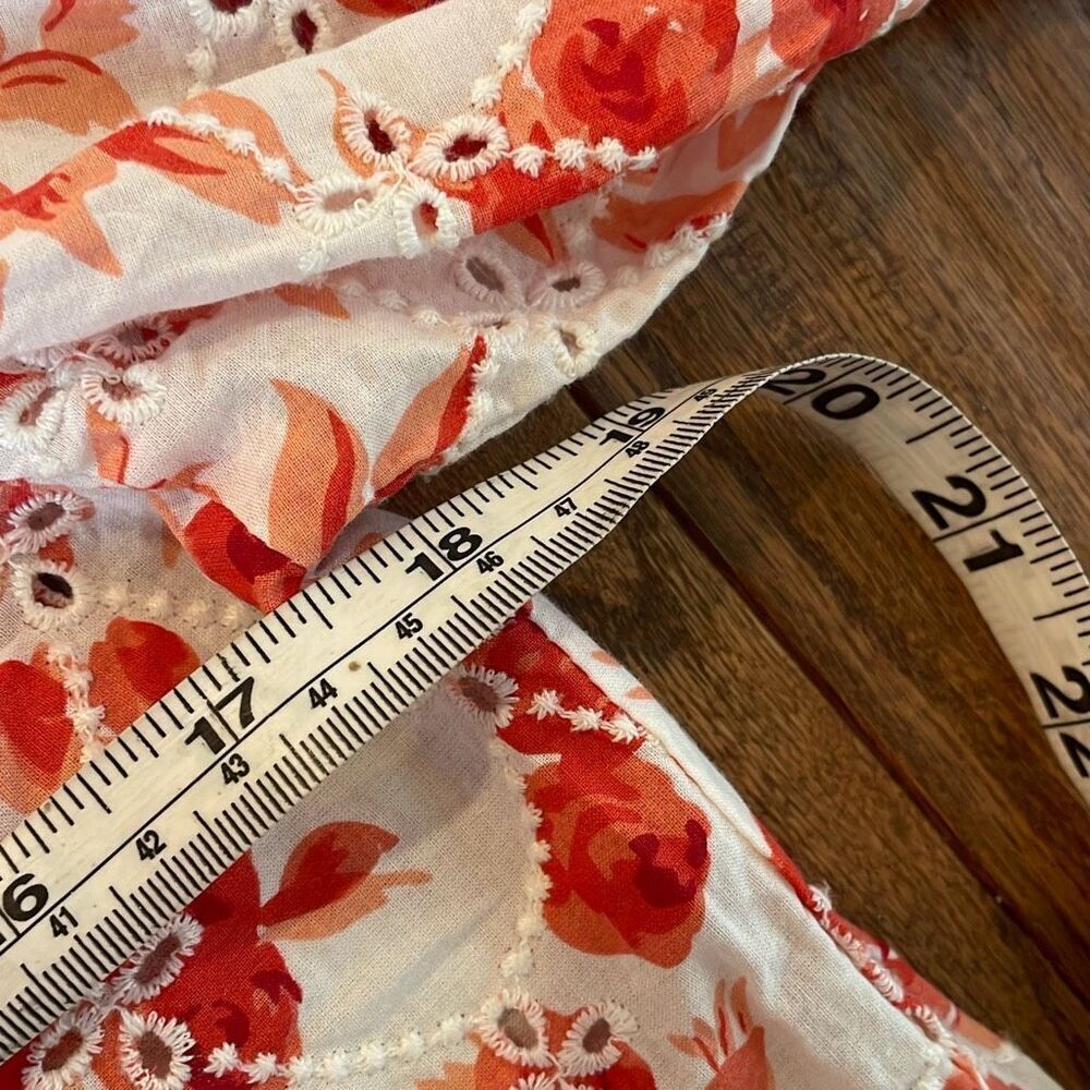 Jennifer & Grace orange floral eyelet puff sleeve top small - Picture 8 of 9